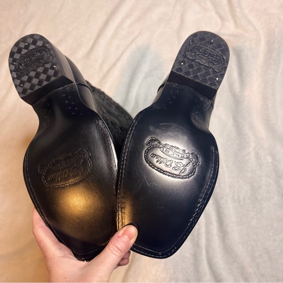 JB Dillion Black Leather & Sequin Cowboy Boots Size 7 1/2 (7.5) Never Worn. - Picture 5 of 9